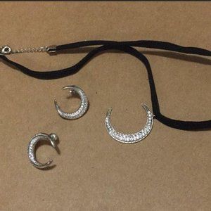 Handmade Moon Crystal Choker& Earrings Full SET